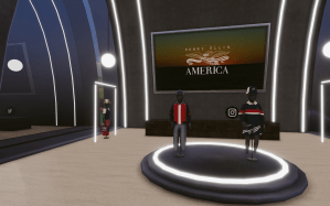 Perry Ellis America offers an assortment of wearables that visitors can pick up for free and immediately use to dress their avatars.