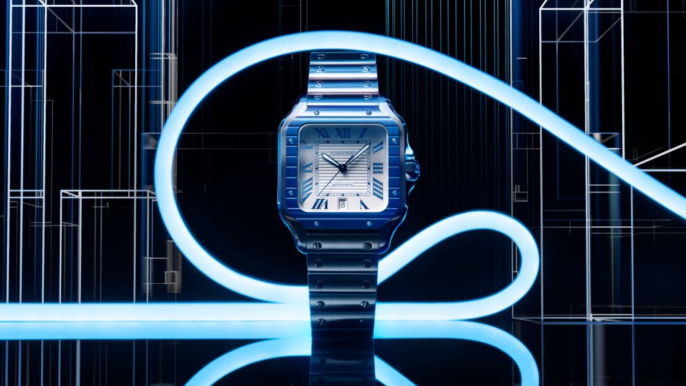 Cartier’s Santos de Cartier watch, large model in steel.