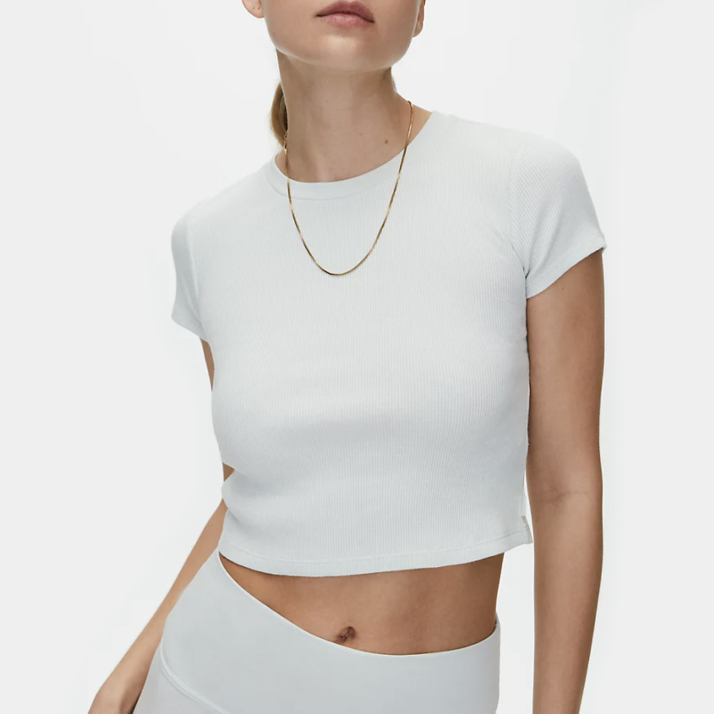 Aritzia Tna Ribbed Cropped Shirt