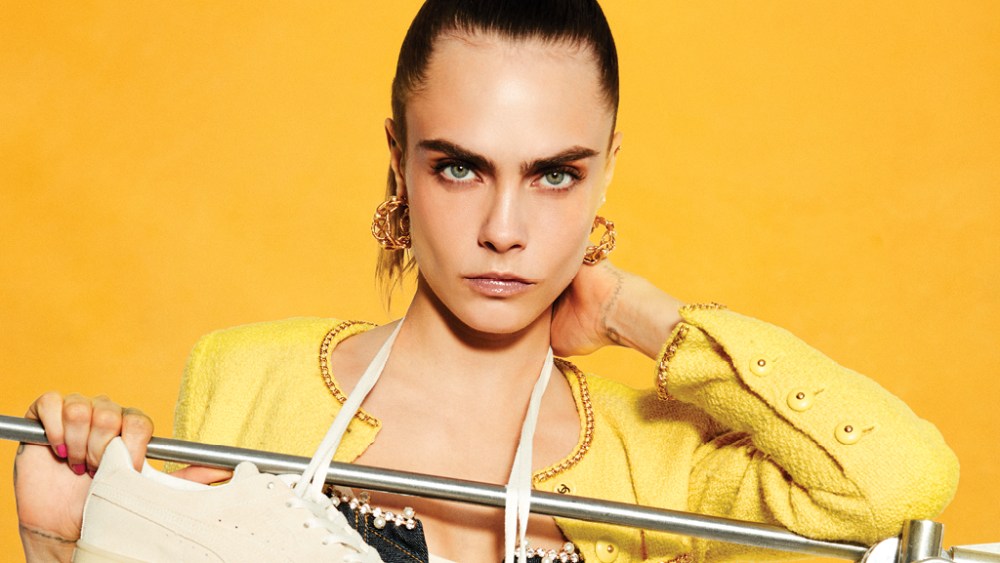cara delevingne, cara delevingne puma, cara delevingne model, cara delevingne fashion, cara delevingne acting, puma, puma exhale, cara delevingne photo shoot, fashion shoot, cover shoot, cara delevingne fn photo shoot, cara delevingne fn, sustainable fashion, upcycled fashion, vintage fashion, nicole mclaughlin designer, athletic photo shoot, fashion, sneakers, puma re:suede, puma sneakers