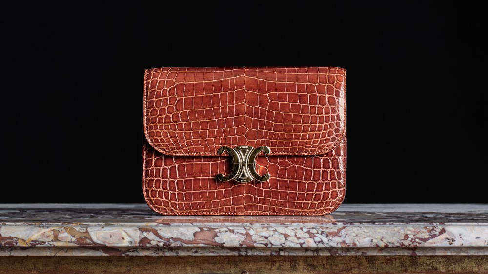 The Nile crocodile leather Triomphe handbag from Celine's haute maroquinerie collection.