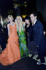 Trudie Styler, Donatella Versace, Anna Sui and Marc Jacobs attend the Metropolitan Museum of Art Costume Institute "Rock Style" exhibition opening and gala on December 7, 1999.