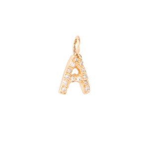 Elisa Solomon Puffy Diamond Letter Charm