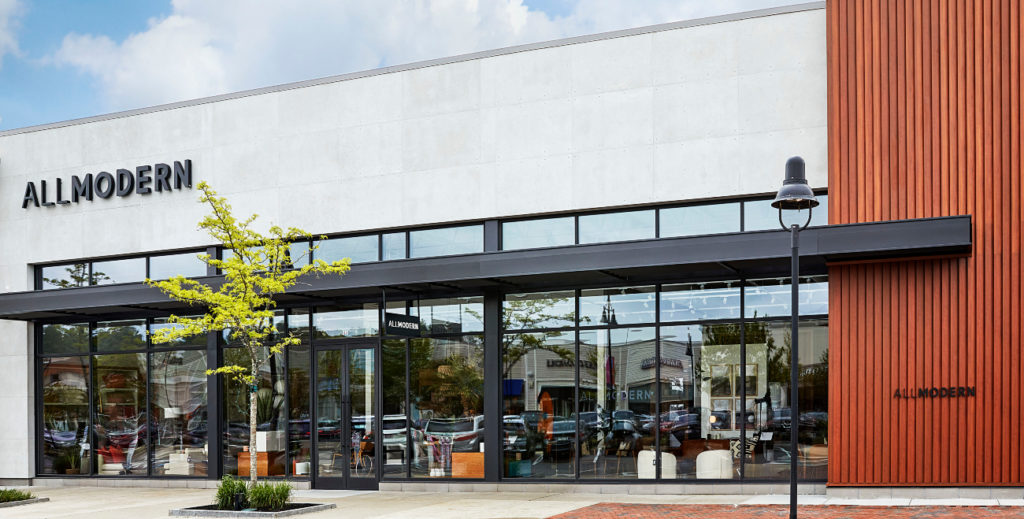 Online home furnishings giant Wayfair opened the inaugural store for AllModern with a new location in Lynnfield, Mass. north of Boston.