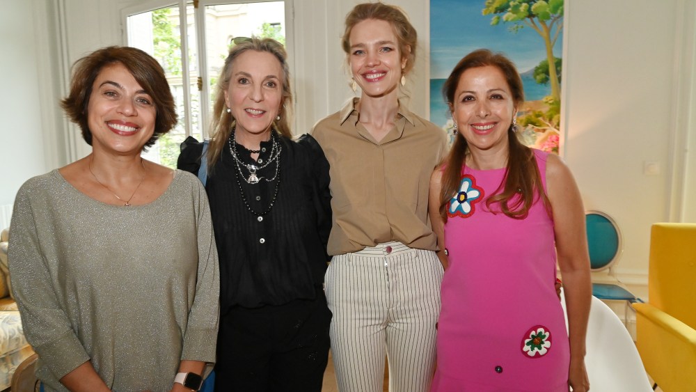 PARIS, FRANCE - JUNE 08: (L-R) Stephanie Rosierkare, Susan Rockfeller, Natalia Vodianova and Karine Ohana attend Karine Ohana Private Cocktail at Avenue Victor Hugo on June 8, 2022 in Paris, France.   (Photo by Foc Kan/WireImage)