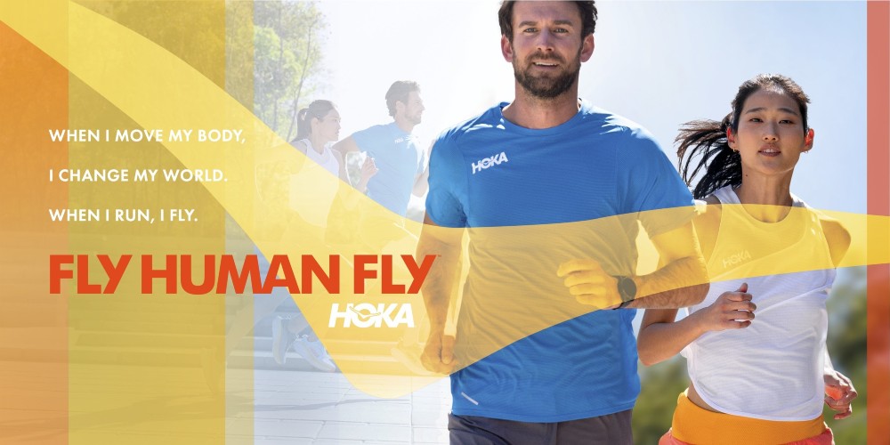 Hoka's Fly Human Fly campaign marks “the brand’s most extensive globally integrated marketing campaign to date.”
