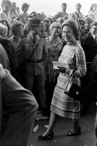 Queen Elizabeth II attends the Prix de Diane for the first time on June 16, 1974.