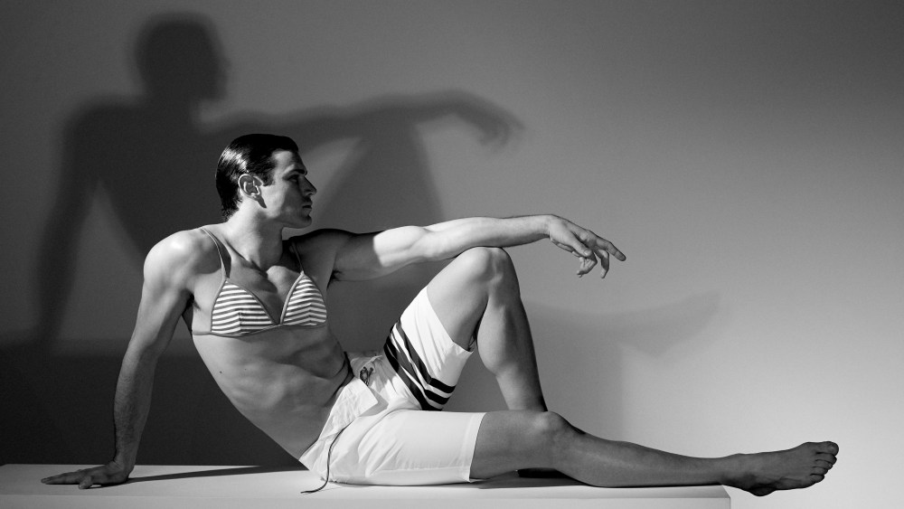 A look from Thom Browne swimwear.
