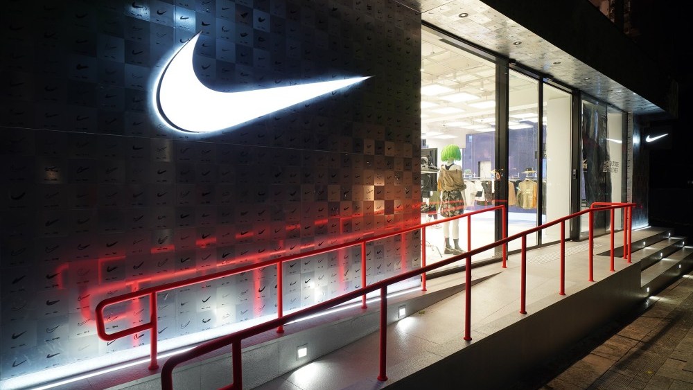 Nike Style Hongdae’s exterior features a collection of hand-drawn Swooshes created by local community members