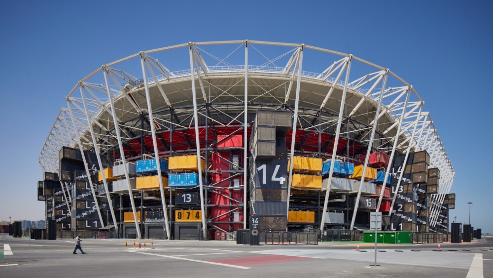 Stadium 974 in Qatar is a 40,000-seat stadium made of repurposed shipping containers and modular steel.