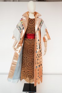 A piece displayed at the “Saudi 100 Brands Fashion Exhibition” showing in Manhattan’s  Iron23.
