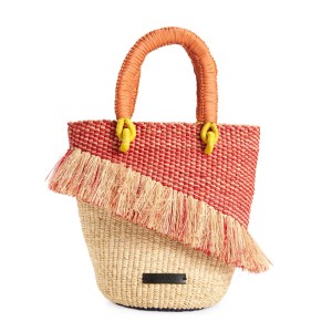 AAKS Tia Woven Raffia Bucket Bag