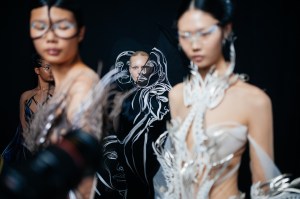 Backstage at Iris van Herpen Couture Fall 2022