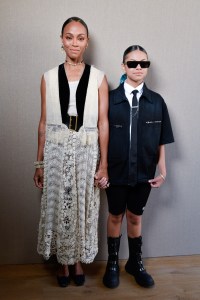 Zoe Saldana and Eli Saldana on the front row at Dior couture fall 2022.