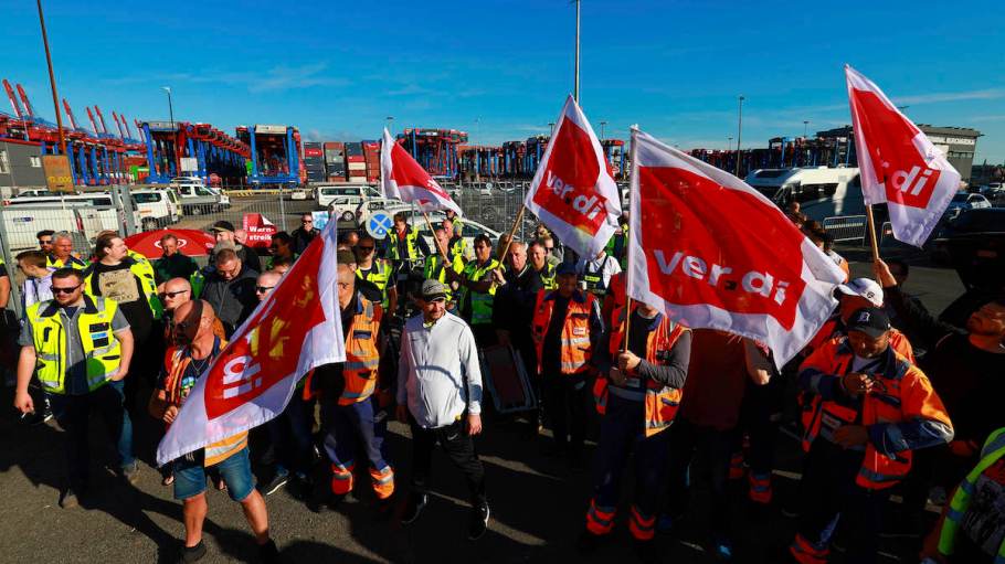 Congested German ports are in the midst of a 48-hour strike ending Saturday after a new round of labor negotiations failed to yield a deal.