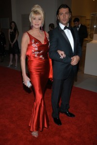 Ivana Trump, left, and Rossano Rubicondi arrive at the Costume Institue's annual Party of the Year gala in New York City on May 2, 2005. The gala, this year sponsored by Vogue and Chanel, celebrated the May 5 opening of the Metropolitan Museum of Art's "Chanel" exhibit. (AP Photo/Women's Wear Daily, Steve Eichner)