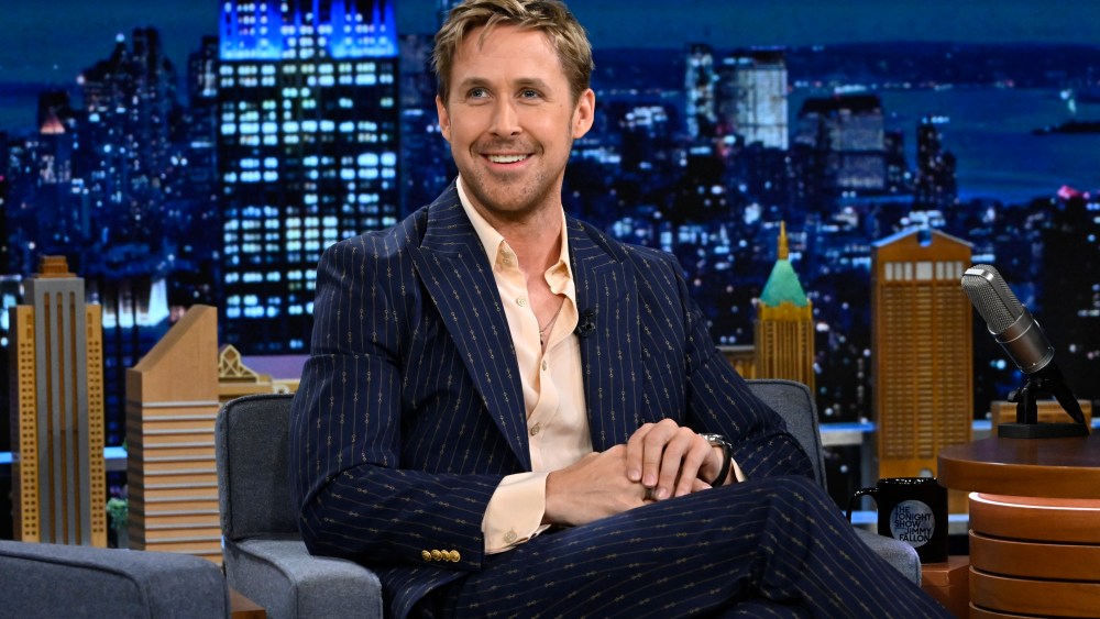 THE TONIGHT SHOW STARRING JIMMY FALLON -- Episode 1686 -- Pictured: Actor Ryan Gosling during an interview on Thursday, July 21, 2022 -- (Photo by: Todd Owyoung/NBC/NBCU Photo Bank via Getty Images)