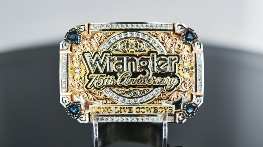 Wrangler later this year will auction off a diamond-encrusted 75th anniversary buckle crafted in collaboration with Montana Silversmiths.