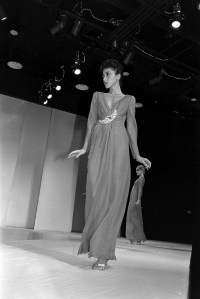 Model Pat Cleveland in the Hanae Mori Fall 1979 show.