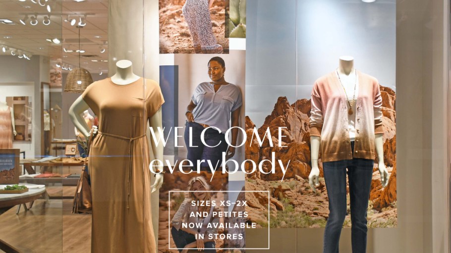 J.Jill is emphasizing its size inclusivity option across its lines, including size integration at its store floor sets and price parity.