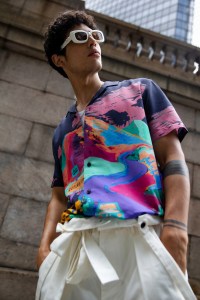 Scotch & Soda’s viscose shirt. Lanvin sunglasses. R.Swiader’s cotton pants and Hanro’s cotton tank top.