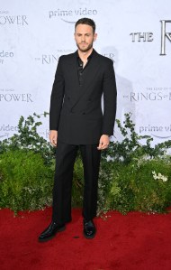 Charlie Vickers arrives at the Los Angeles premiere of the Prime Video series "Lord of the Rings: The Rings of Power" held at The Culver Studios on August 15, 2022 in Los Angeles, California