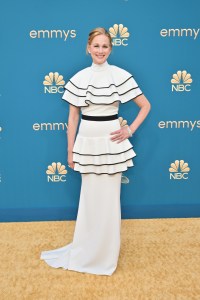 Laura Linney at the 74th Primetime Emmy Awards held at Microsoft Theater on September 12, 2022 in Los Angeles, California. on the 2022 Emmy Awards red carpet.