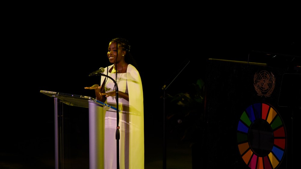 Amanda Gorman speaks at the United Nations General Assemble in New York