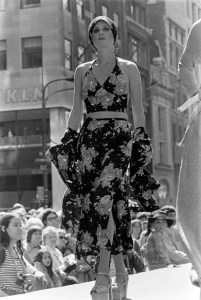 Models in the Fifth Avenue Fashion Fair, fashion show on 5th Ave, New York, 1972.