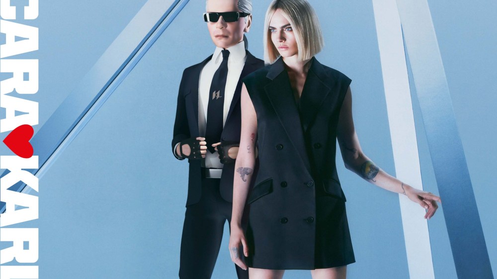Cara Delevingne in an ad for Karl Lagerfeld.