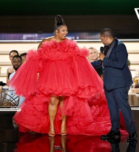 Lizzo and Kenan Thompson present the award for Outstanding Supporting Actor in a Comedy Series at the 74th Primetime Emmy Awards held at Microsoft Theater on September 12, 2022 in Los Angeles, California.