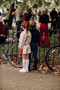 The scene on the streets and parks of London.