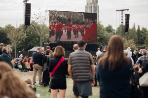 The scene on the streets and parks of London.
