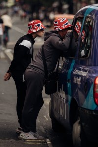 The scene on the streets and parks of London.