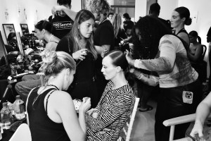 Karen Elson backstage.