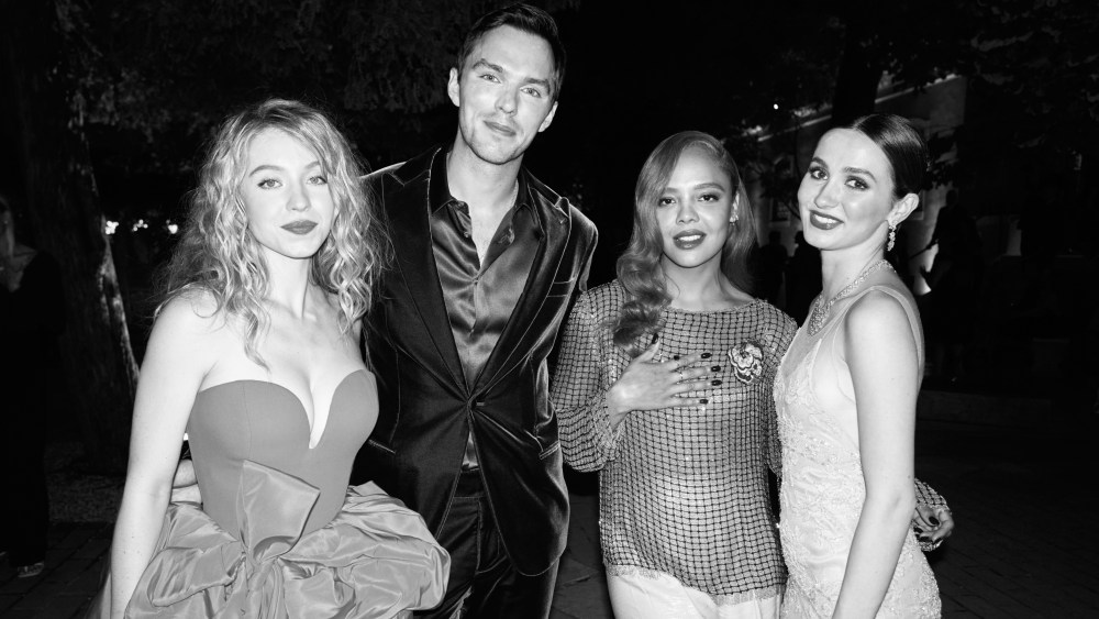 Sydney Sweeney, Nicholas Hoult, Tessa Thompson and Maude Apatow at the Armani Beauty dinner event during Venice Film Festival.