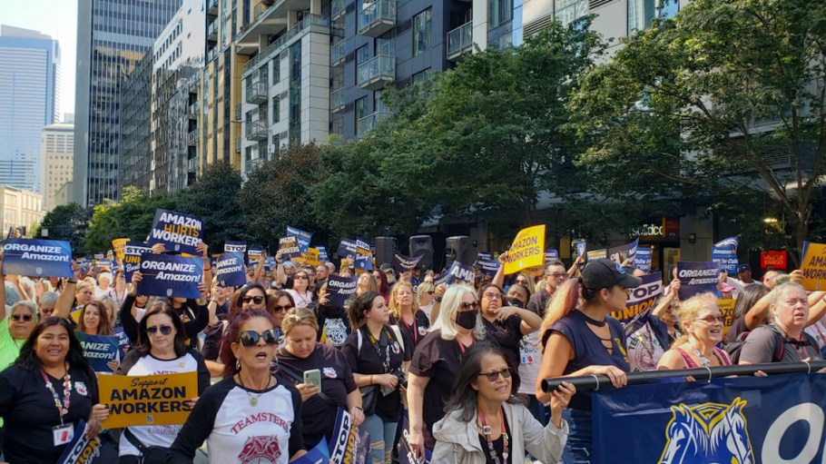 Teamsters rally outside Amazon headquarters
