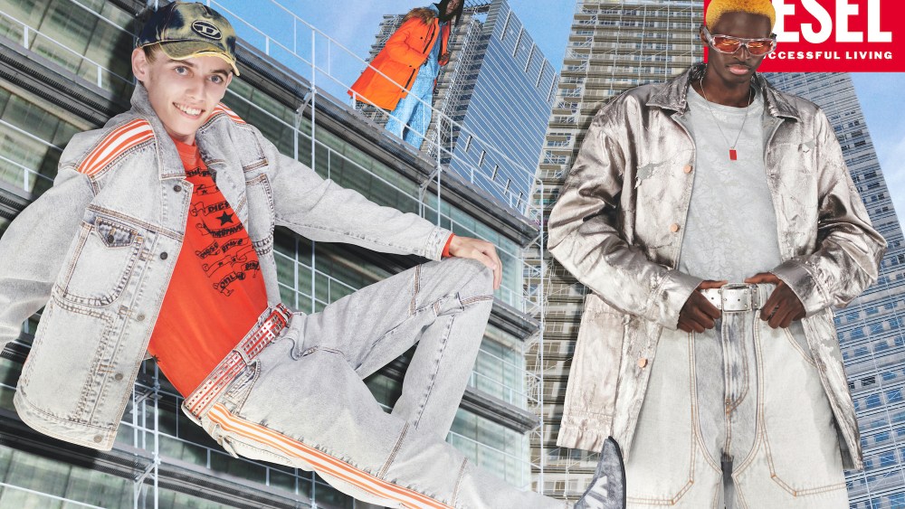 Models become billboard cutouts in Diesel's Fall/Winter 2022 campaign, "Larger Than Life."