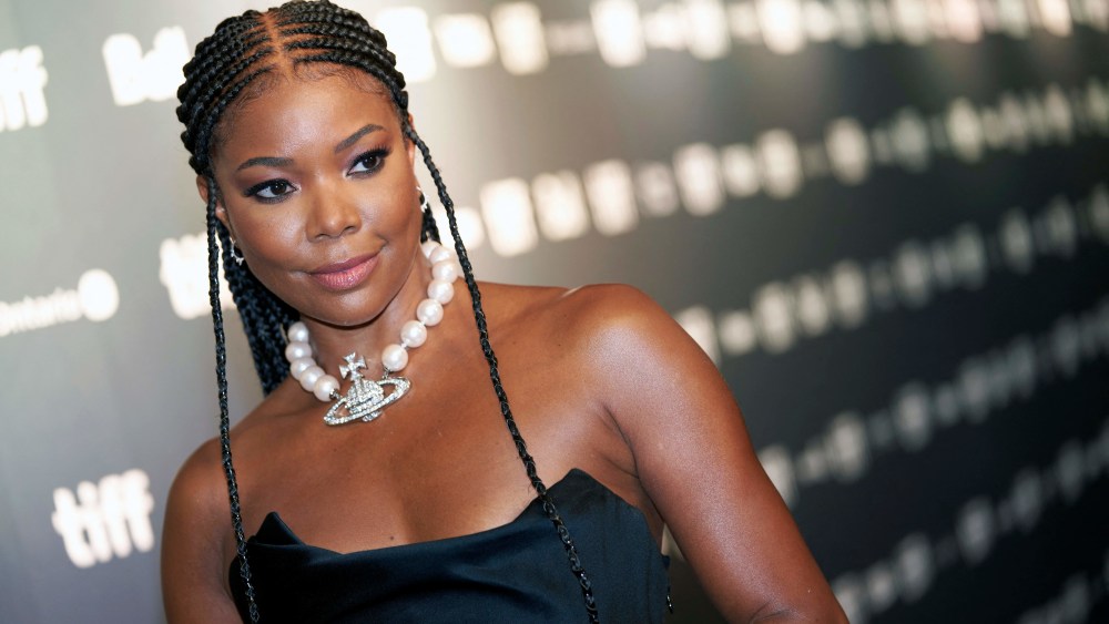 Gabrielle Union wears vivienne westwood black dress and arrives for the premiere of "The Inspection" during the Toronto International Film Festival on Sept. 8 in Toronto, Canada.
