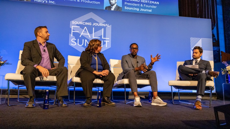 From left, Qima's Michael Bland, Sparc's Barbara Fevelo-Hoad, Macy's Bryan Riviere and Sourcing Journal president Edward Hertzman