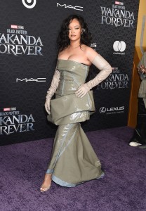 Rihanna at the world premiere of Marvel Studios’ “Black Panther: Wakanda Forever” held at the Dolby Theatre on October 26, 2022 in Los Angeles, California.