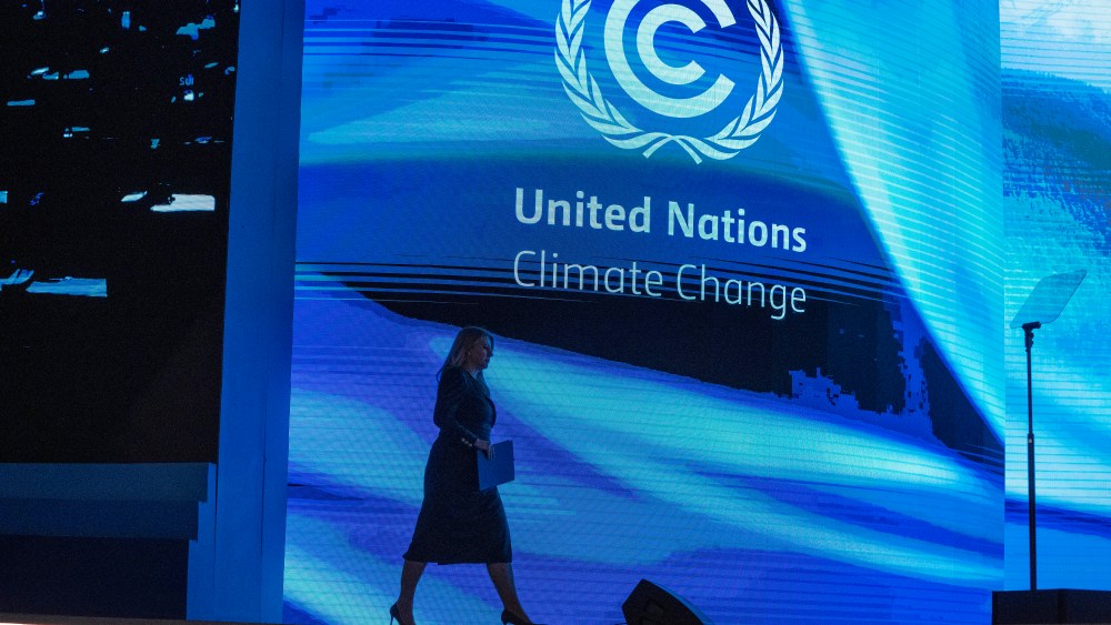 Zuzana Caputova, president of Slovakia, arrives to speak at the COP27 U.N. Climate Summit, Monday, Nov. 7, 2022, in Sharm el-Sheikh, Egypt. (AP Photo/Nariman El-Mofty)
