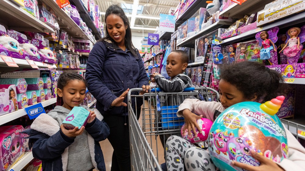 Shopping at Walmart during the holiday shopping season.