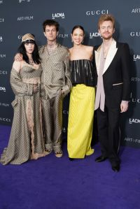 LOS ANGELES, CALIFORNIA - NOVEMBER 05: (L-R) Billie Eilish, Jesse Rutherford, Claudia Sulewski, and FINNEAS, all wearing Gucci, attend the 2022 LACMA ART+FILM GALA Presented By Gucci at Los Angeles County Museum of Art on November 05, 2022 in Los Angeles, California. (Photo by Presley Ann/Getty Images for LACMA)