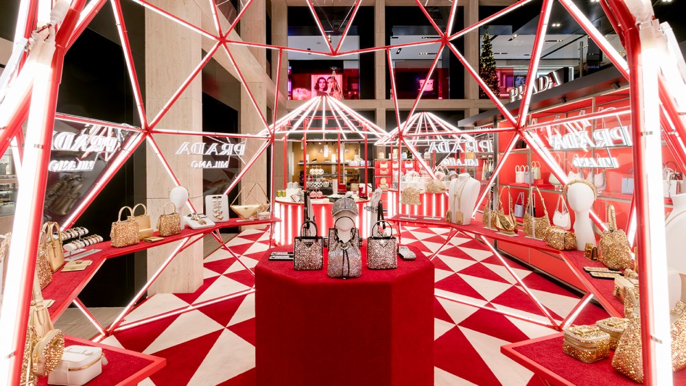 Prada Holiday pop-up at Rinascente's Via del Tritone location in Rome.