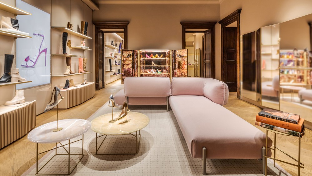 Inside the Gianvito Rossi flagship store in Milan.