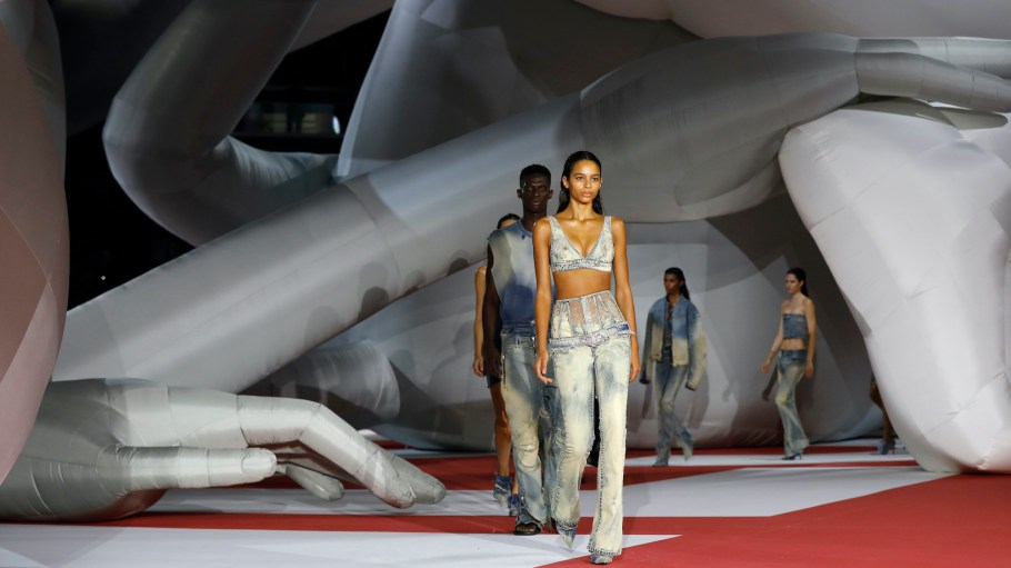 Models walk the runway of the Diesel Fashion Show during the Milan Fashion Week