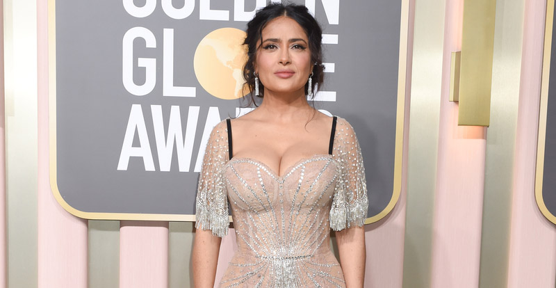 Salma Hayek at the 2023 Golden Globe Awards on Jan. 10 in Beverly Hills.