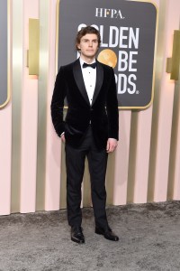 Evan Peters at the 80th Annual Golden Globe Awards held at The Beverly Hilton on January 10, 2023 in Beverly Hills, California.