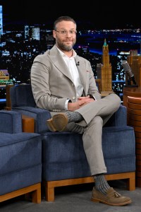 THE TONIGHT SHOW STARRING JIMMY FALLON -- Episode 1746 -- Pictured: Actor Seth Rogen during an interview on Tuesday, November 15, 2022 -- (Photo by: Todd Owyoung/NBC via Getty Images)